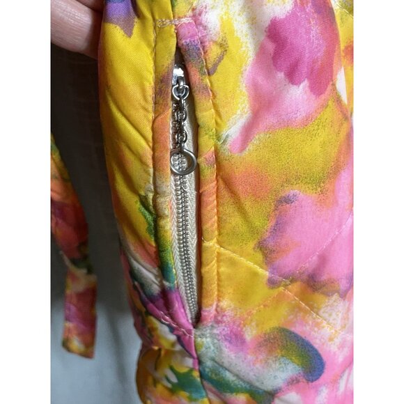 Vintage Suzie Belle Fashion Belted Hooded Lined Child Size 14 Bright Floral Coat - Picture 5 of 14